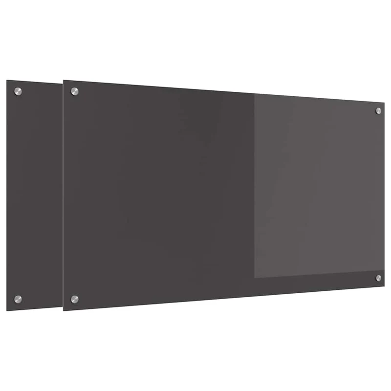 Lot de 2 crédences de cuisine moderne épuré 110 x 60 cm thermorésistant design en verre trempé gris foncé 02_0056274