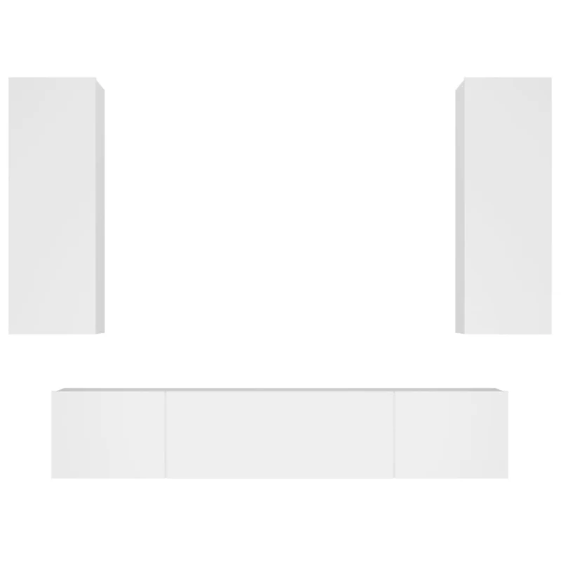 Ensemble de meubles armoire buffet TV télévision salon chambre séjour 4 pièces bois d'ingénierie blanc 02_0024686
