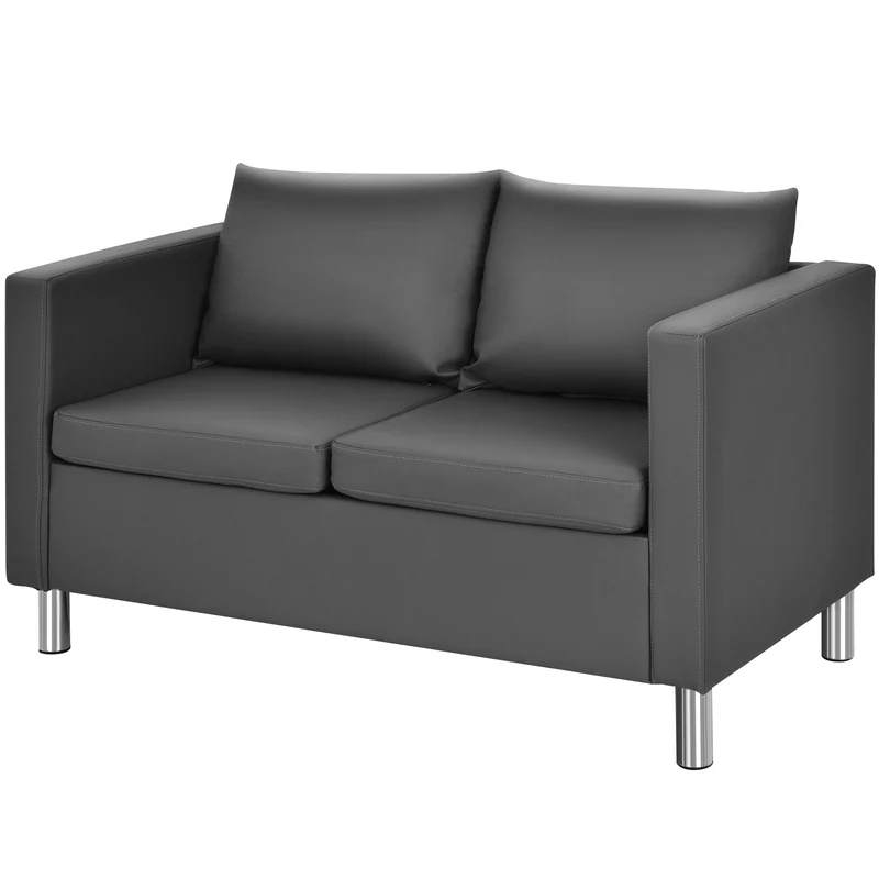 Canapé 2 places moderne 120 x 60 x 62,5 cm assise confort ambiance cosy en PU gris 20_0019352