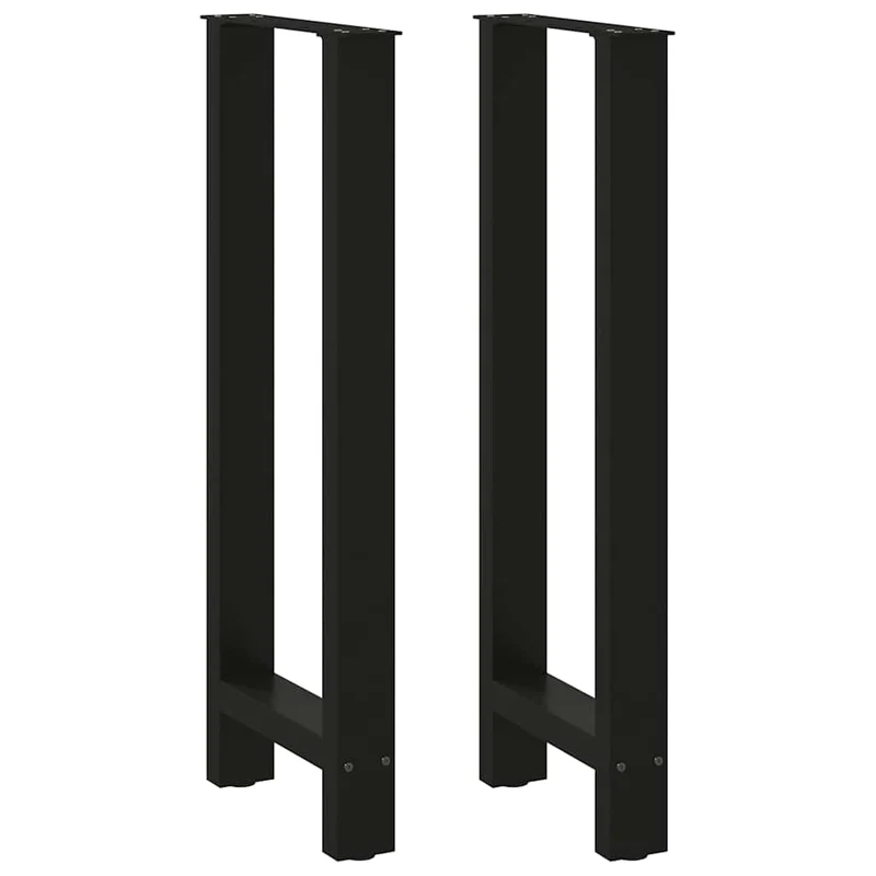 Lot de 2 pieds de table de bar modernes 40 x 100 cm avec niveleurs ajustables en acier noir 02_0057576
