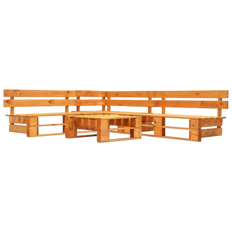 Canapés de jardin palette 4 pièces bois marron miel 02_0013321