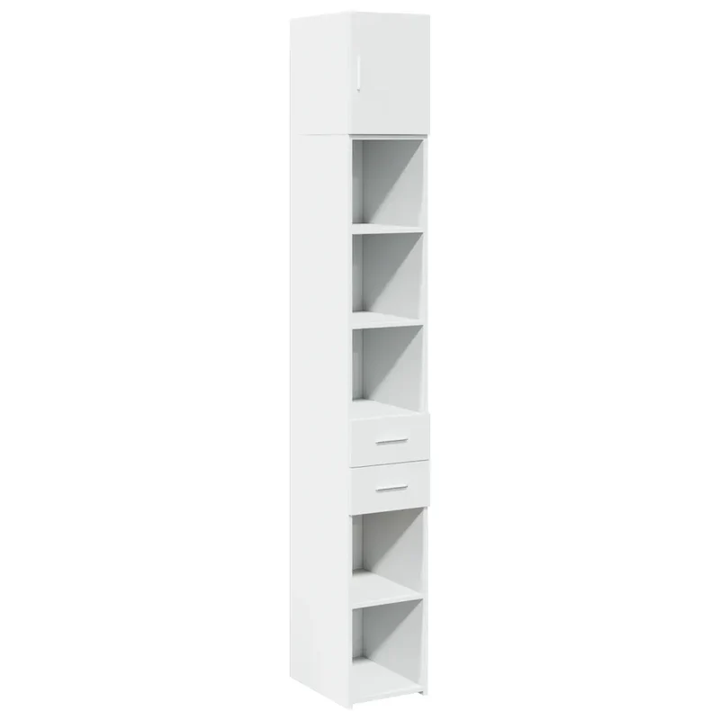Armoire de rangement mince économique espace vertical 30 x 42,5 x 225 cm en bois d'ingénierie blanc 02_0055552