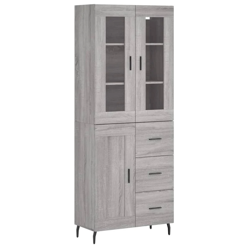 Buffet bahut commode armoire meuble de rangement organisateur cuisine salle de séjour salon haut sonoma 69,5 x 34 x 180 cm bois d'ingénierie gris 02_0035620