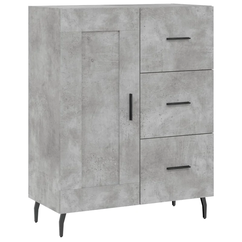 Buffet bahut commode armoire meuble de rangement organisateur cuisine salle de séjour salon 69,5 x 34 x 90 cm bois d'ingénierie gris 02_0032014