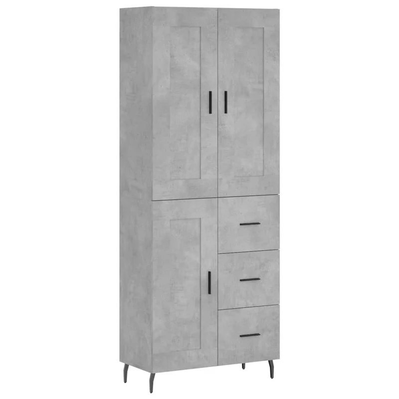 Buffet bahut commode armoire meuble de rangement organisateur cuisine salle de séjour salon haut 69,5 x 34 x 180 cm bois d'ingénierie gris 02_0034549