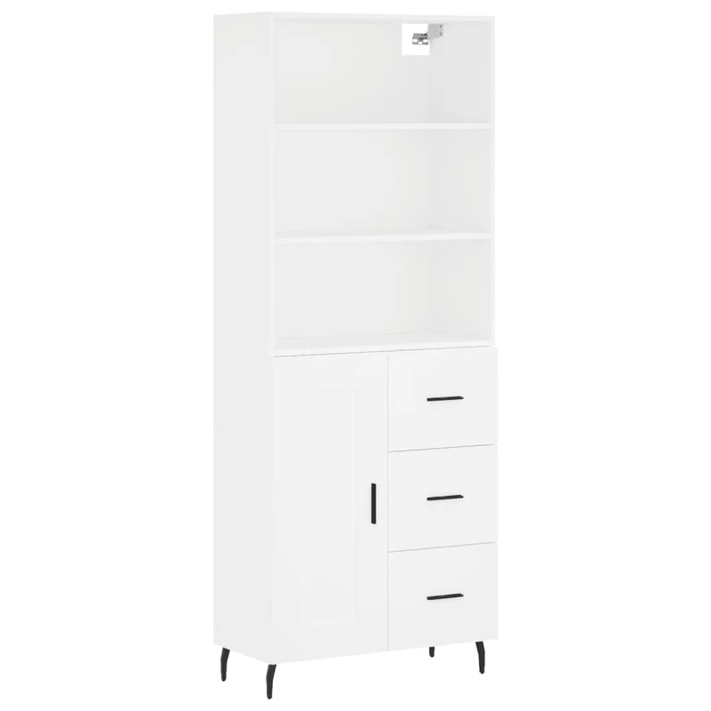 Buffet bahut commode armoire meuble de rangement organisateur cuisine salle de séjour salon haut 69,5 x 34 x 180 cm bois d'ingénierie blanc 02_0032682