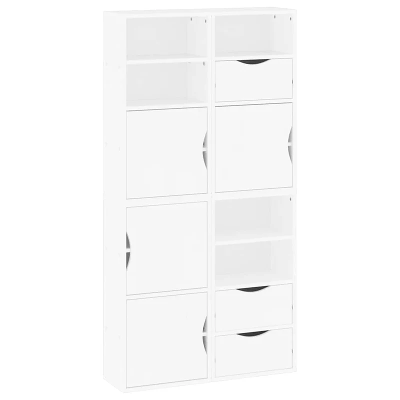 Lot de 4 armoires latérales modulaires 40 x 24 x 79 cm espace de rangement charmant style rustique en bois massif blanc 02_0055959