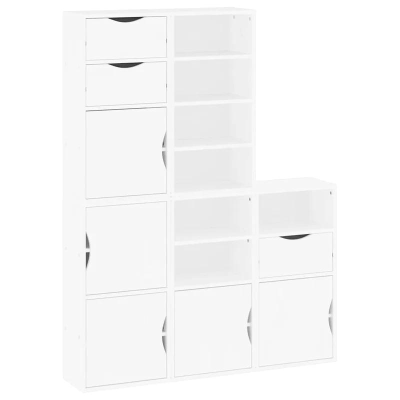 Lot de 5 armoires latérales modulaires rangement 40 x 24 x 79 cm style rustique en bois massif blanc 02_0055973