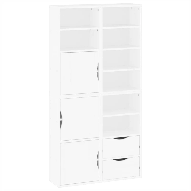 Lot de 4 armoires latérales modulaires rangement pratique 40 x 24 x 79 cm en bois massif pin blanc 02_0055961