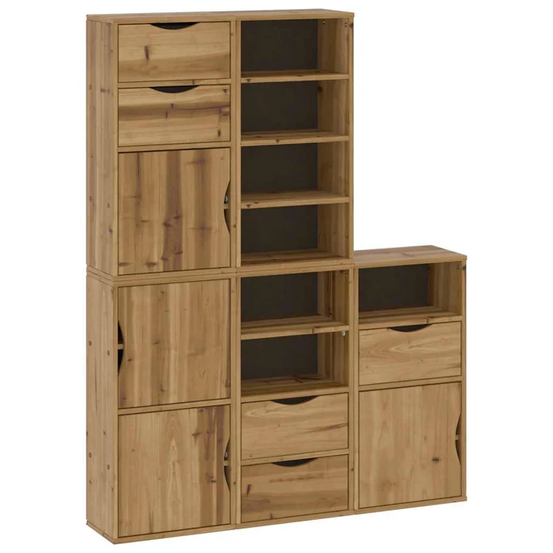 Lot de 5 armoires latérales modulaires 40 x 24 x 79 cm en bois massif pin 02_0055970