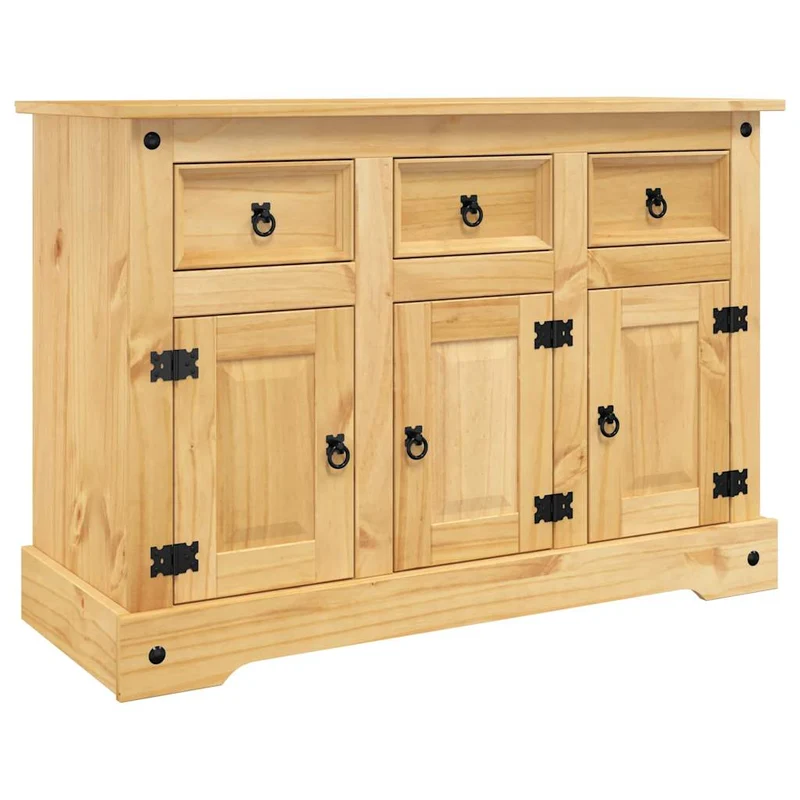 Buffet bahut commode armoire meuble de rangement organisateur cuisine salle de séjour salon Corona 112 x 43 x 78 cm bois massif pin me x icain marron 02_0031749