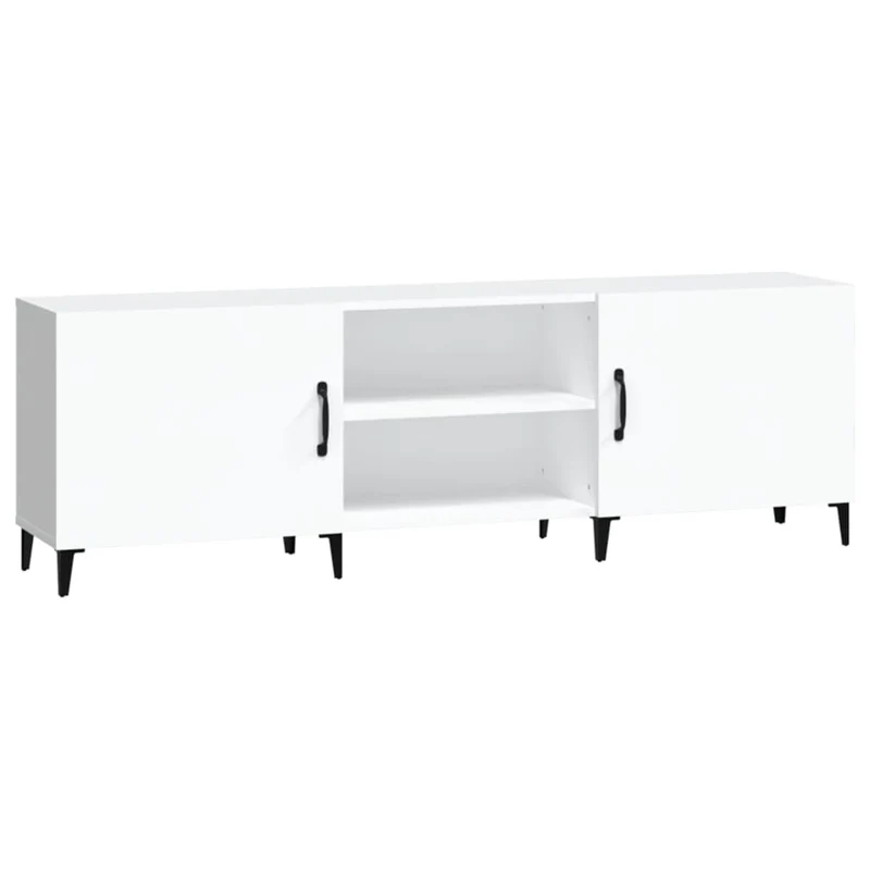 Meuble TV multimédia étagère télévision buffet téléviseur salle à manger salon chambre 150 x 30 x 50 cm bois d'ingénierie blanc 02_0025989