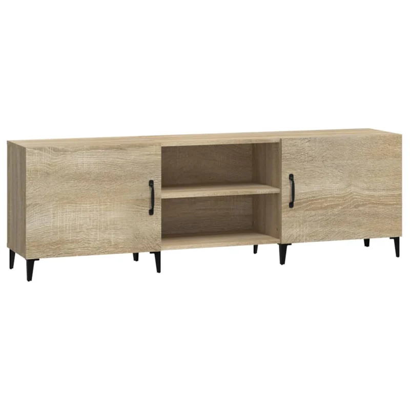 Meuble TV multimédia étagère télévision buffet téléviseur salle à manger salon chambre chêne sonoma 150 x 30 x 50 cm bois d'ingénierie brun 02_0027483