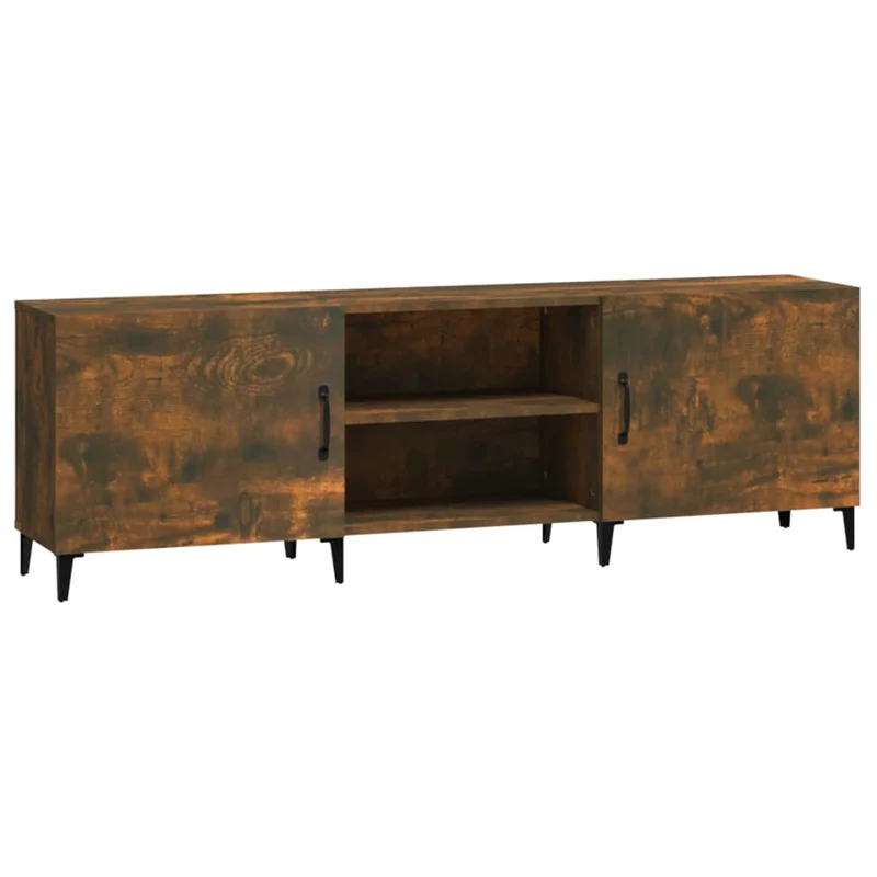 Meuble TV multimédia étagère télévision buffet téléviseur salle à manger salon chambre chêne fumé 150 x 30 x 50 cm bois d'ingénierie brun 02_0027339