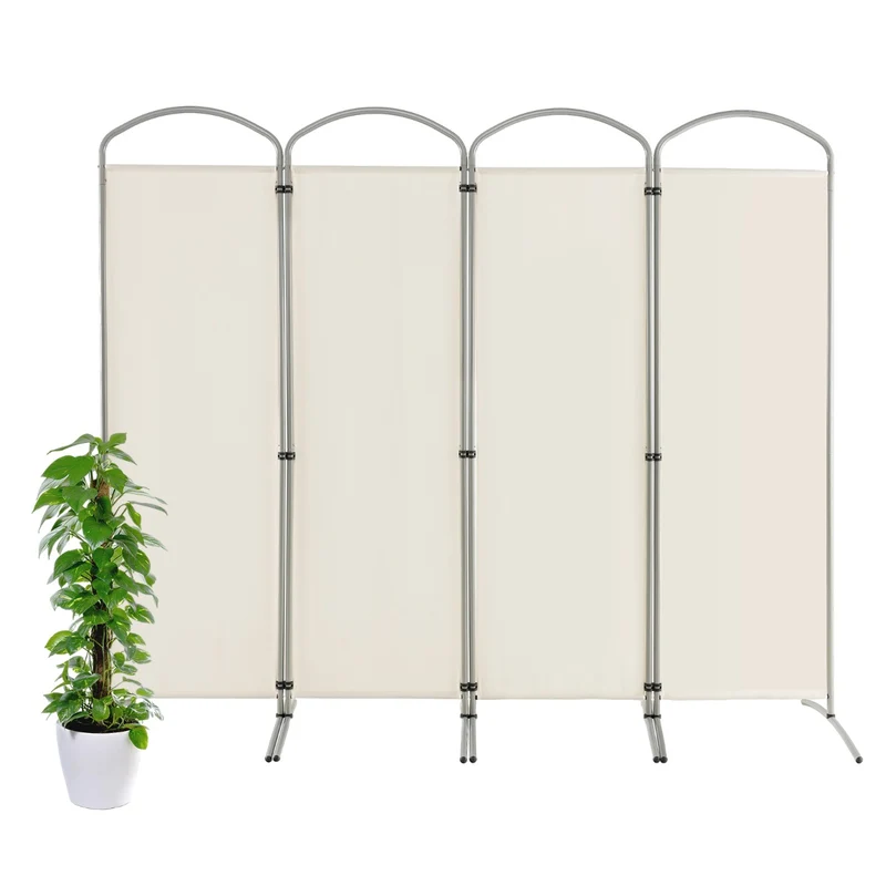 Paravent en tissu pliant séparateur de pièce 221 x 188 cm pratique et esthétique design moderne en polyester blanc 20_0020171