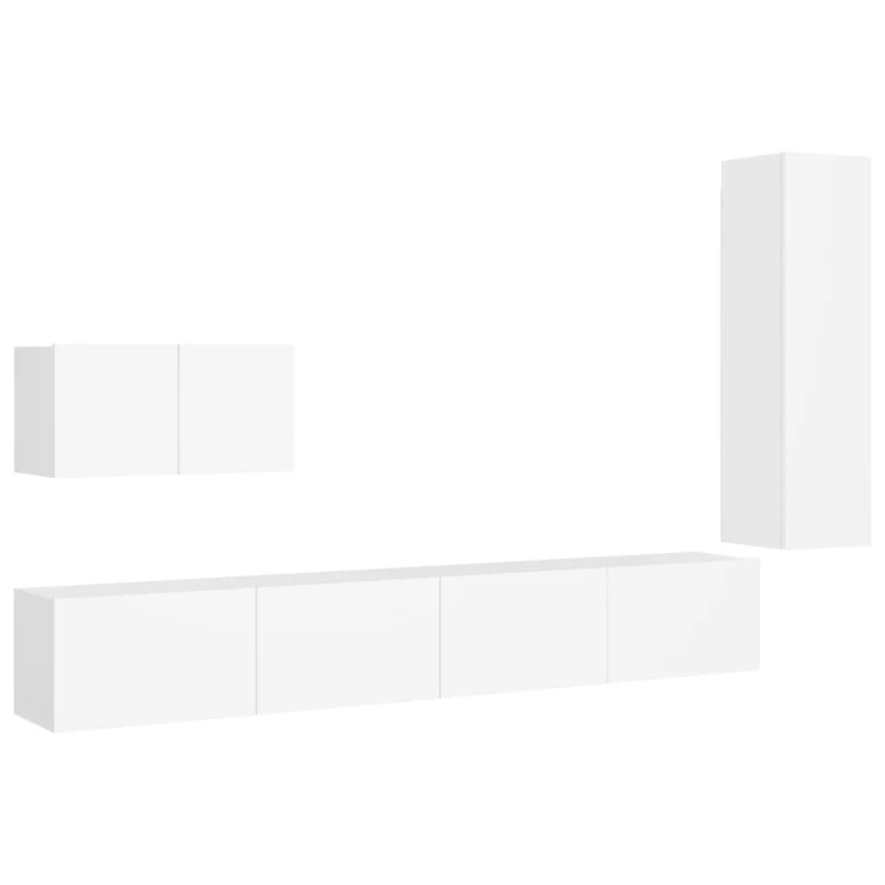 Ensemble de meubles armoire buffet TV télévision salon chambre séjour 4 pièces bois d'ingénierie blanc 02_0024660