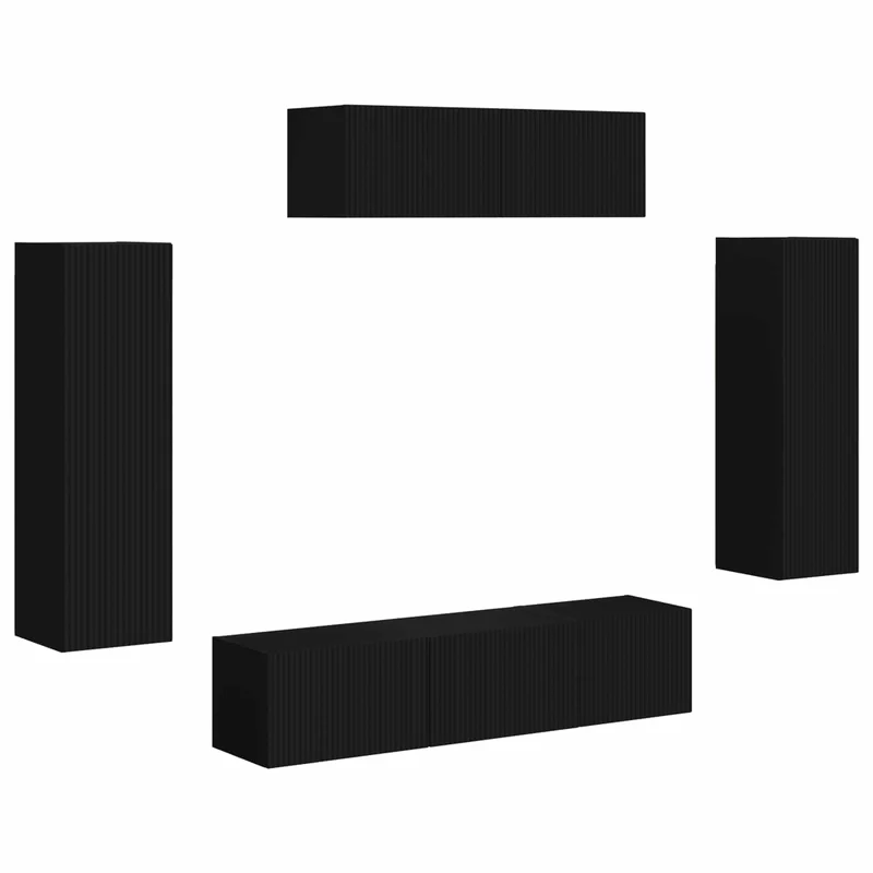 Lot de 5 meubles TV muraux modernes multi-usage 100 x 31 x 29,5 cm rangement spacieux en MDF noir 02_0056209