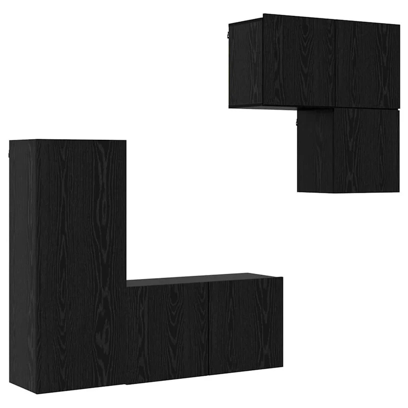 Meuble TV mural moderne élégant 40,5 x 30 x 102 cm organisé avec étagères en bois d'ingénierie chêne noir 02_0056072