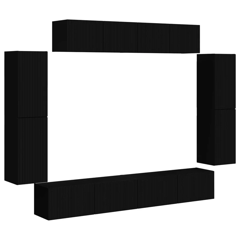 Meuble TV mural contemporain design épuré 98 x 31 x 29,5 cm espace de rangement pratique en bois noir 02_0056200