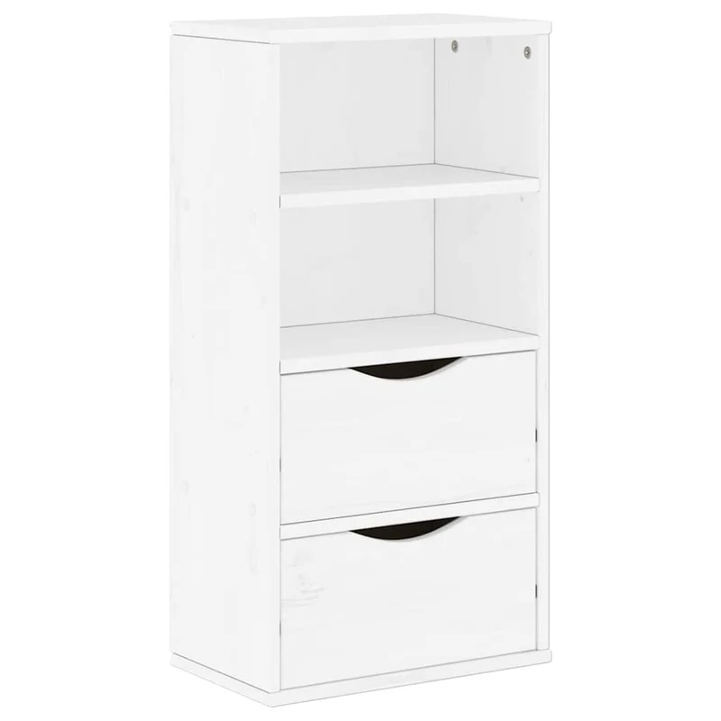 Armoire latérale classique avec 2 tiroirs et 2 étagères 40 x 24 x 79 cm en bois massif pin 02_0058041