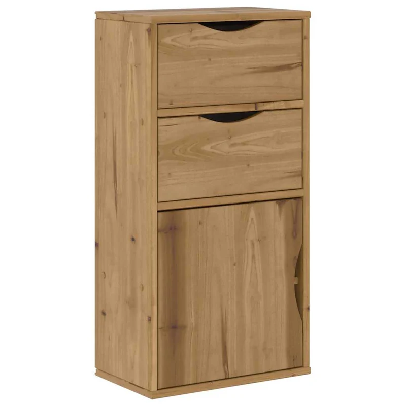 Armoire latérale avec tiroirs rustique charme classique 40 x 24 x 79 cm en pin massif miel 02_0058044