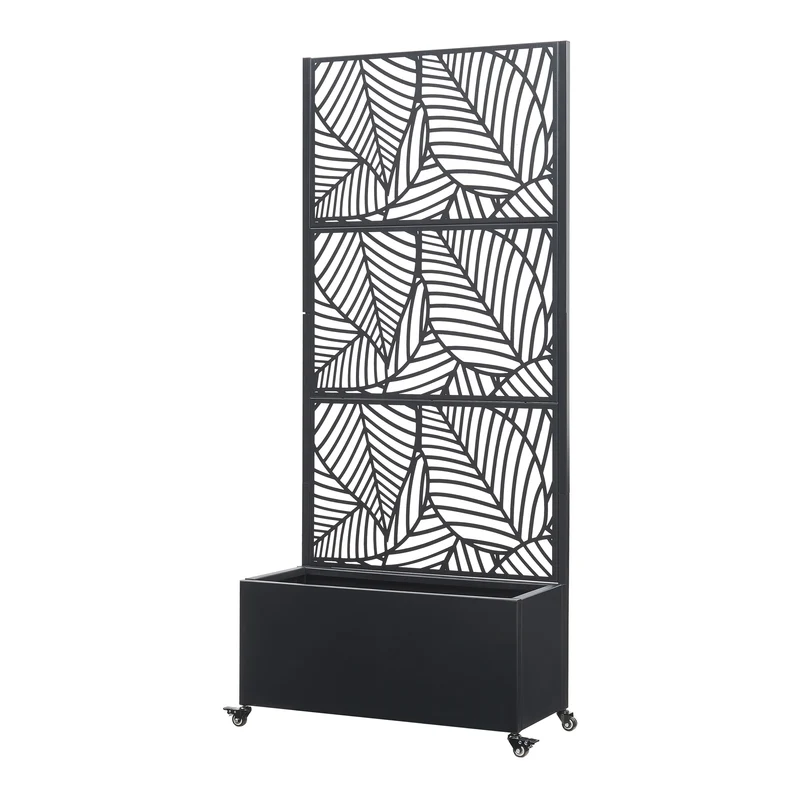 Cloison avec jardinière acier galvanisé 190 x 82 x 38 cm noir 03_0009266