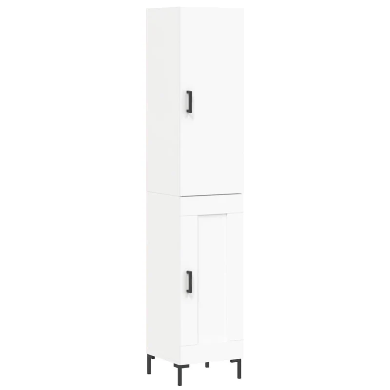 Buffet bahut commode armoire meuble de rangement organisateur cuisine salle de séjour salon haut 34,5 x 34 x 180 cm bois d'ingénierie blanc 02_0032415