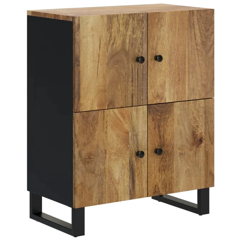 Buffet bahut commode armoire meuble de rangement organisateur cuisine salle de séjour salon avec 4 portes 60 x 33 x 75 cm bois massif de manguier marron 02_0029749