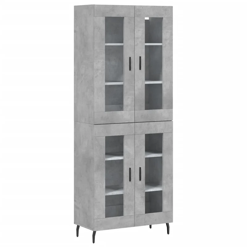 Buffet bahut commode armoire meuble de rangement organisateur cuisine salle de séjour salon haut 69,5 x 34 x 180 cm bois d'ingénierie gris 02_0034698