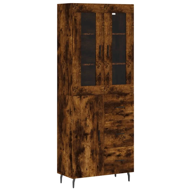 Buffet bahut commode armoire meuble de rangement organisateur cuisine salle de séjour salon haut 69,5 x 34 x 180 cm bois d'ingénierie marron 02_0033540