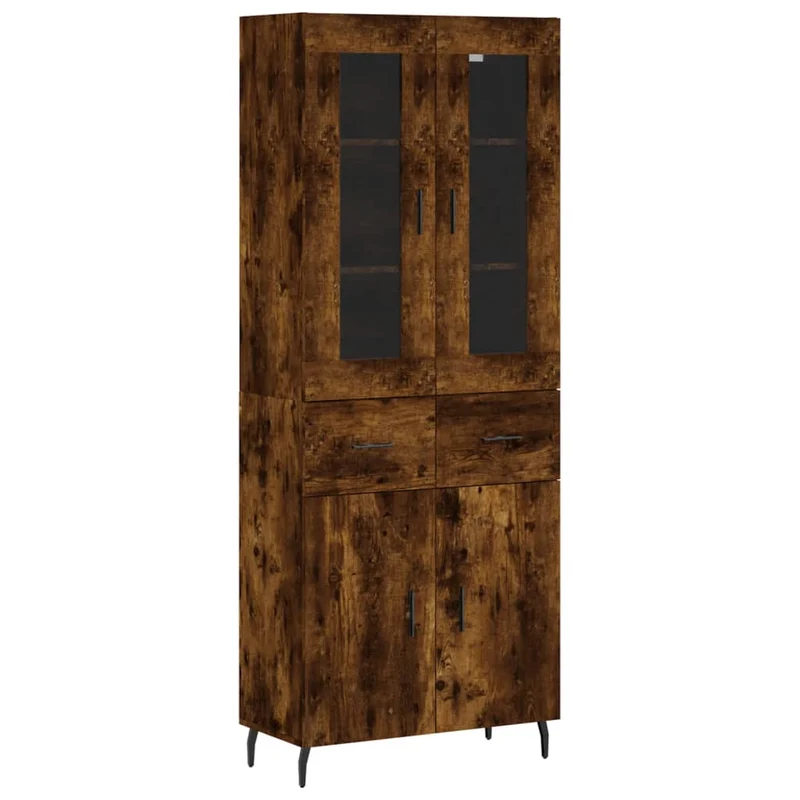 Buffet bahut commode armoire meuble de rangement organisateur cuisine salle de séjour salon haut 69,5 x 34 x 180 cm bois d'ingénierie marron 02_0033435