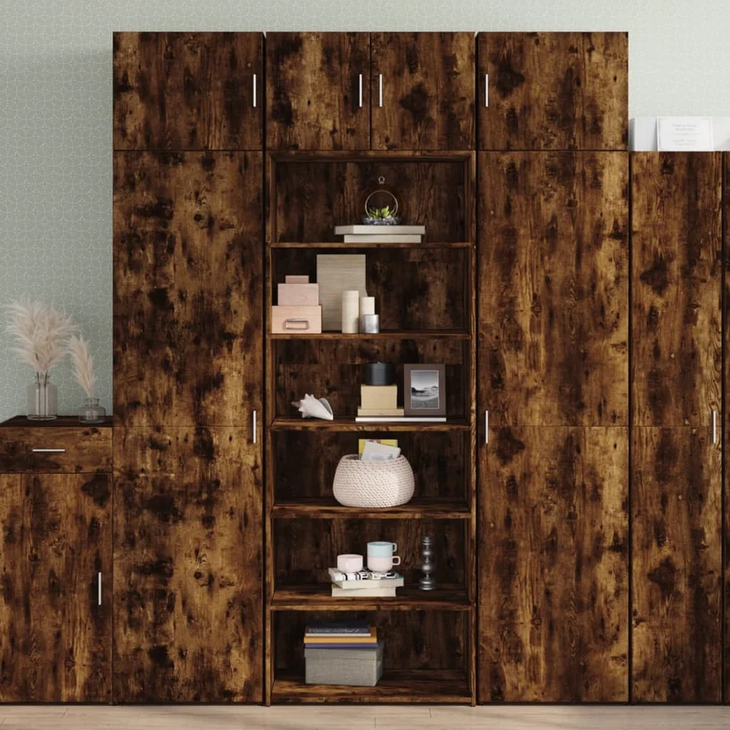Buffet bahut commode armoire meuble de rangement organisateur cuisine salle de séjour salon haut 70 x 41 x 185 cm bois d'ingénierie marron 02_0033555