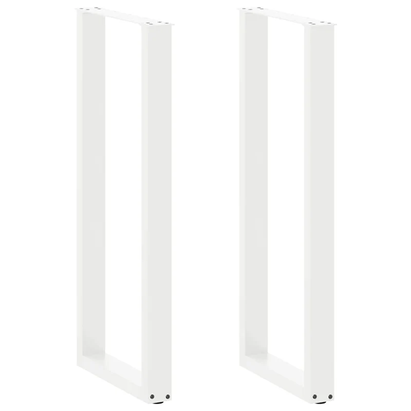 Lot de 2 pieds de table de bar en U 50 x 110-111 cm avec niveleurs réglables design moderne en acier blanc 02_0057485