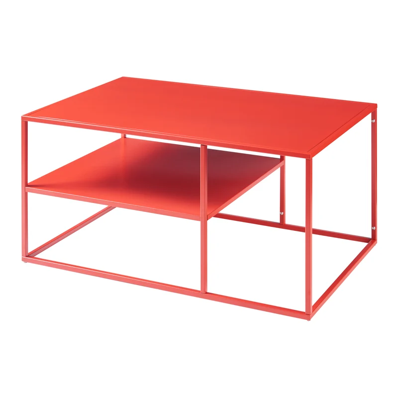 Table basse console d'appoint salon rectangulaire 45 x 90 x 60 cm rouge 03_0010861