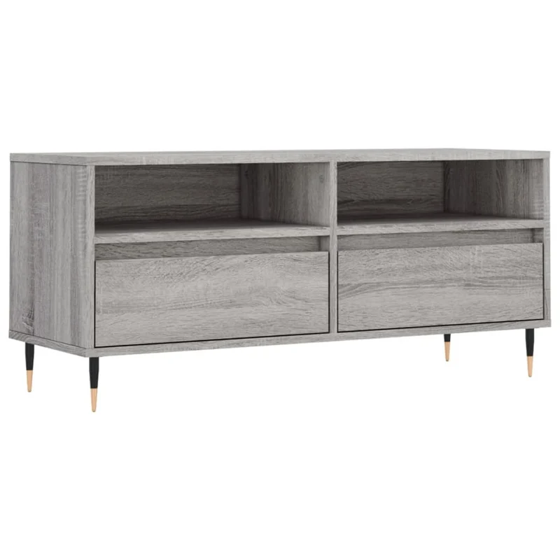 Meuble TV multimédia étagère télévision buffet téléviseur salle à manger salon chambre sonoma 100 x 34,5 x 44,5 cm bois d'ingénierie gris 02_0028325