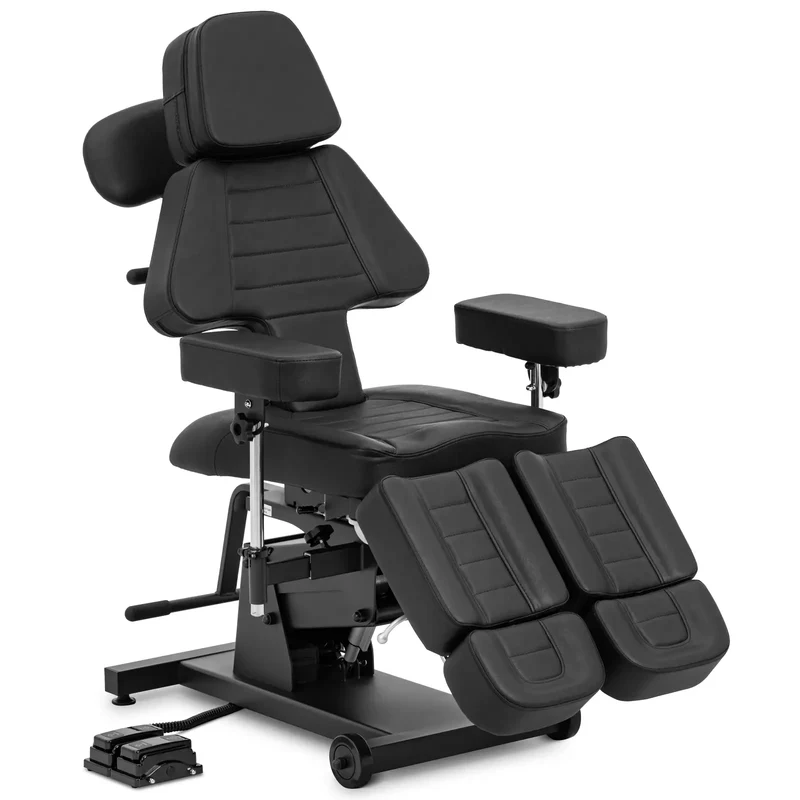 Fauteuil de tatouage réglable en hauteur 300 kg pédaleacier mousse noir 14_0008989