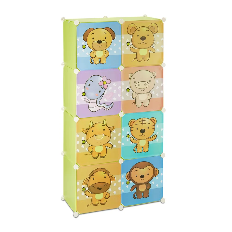 Étagère modulable pour enfants rangement jouets penderie flexible 80 x 30 x 120 cm en plastique vert clair 13_0003705