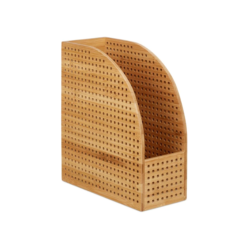 Porte-revues design moderne bureau rangement spacieux 35 x 25 x 30 cm en bambou nature 13_0004046