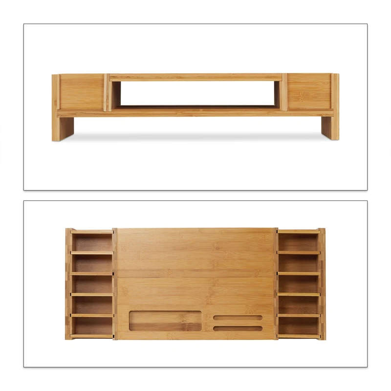 Support de moniteur ergonomique bureau rangement 80 x 30 x 10 cm en bois clair 13_0004916