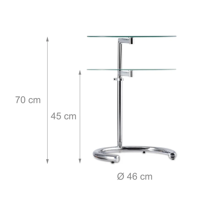Table d'appoint ronde réglable hauteur 60 x 60 cm pratique design épuré en verre transparent 13_0004060