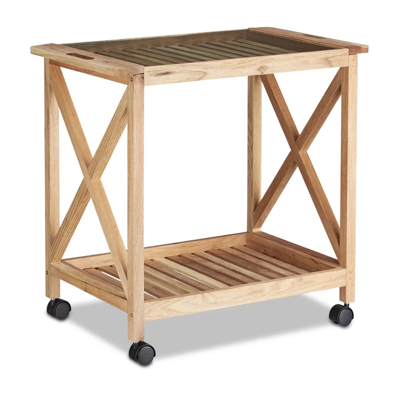 Desserte de cuisine mobile à roulettes 64,5 x 36 cm rangement pratique style moderne en bois noyer 13_0003572
