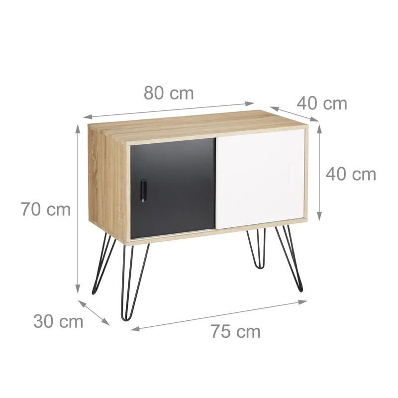 Commode rétro scandinave élégante pratique 80 x 40 x 80 cm en bois mat laqué blanc 13_0003368