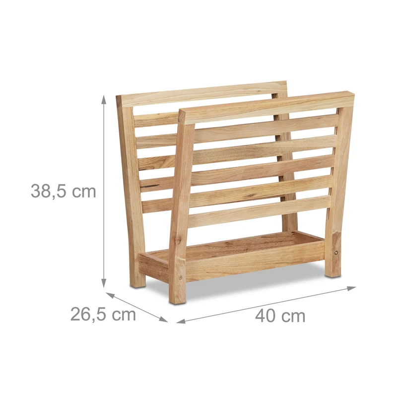 Porte-magazines en bois design élégant salon 35 x 25 x 60 cm pour rangement déco en noyer 13_0003436