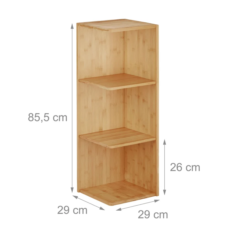 Etagère d'angle en bambou 3 étages idéale pour rangement moderne 90 x 30 x 90 cm en bambou naturel 13_0003336