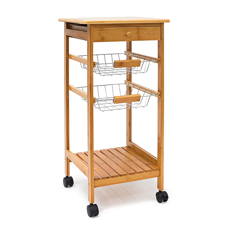 Desserte de cuisine pratique en style rustique 80 x 40 x 85 cm avec tiroir de rangement en bambou naturel 13_0003226