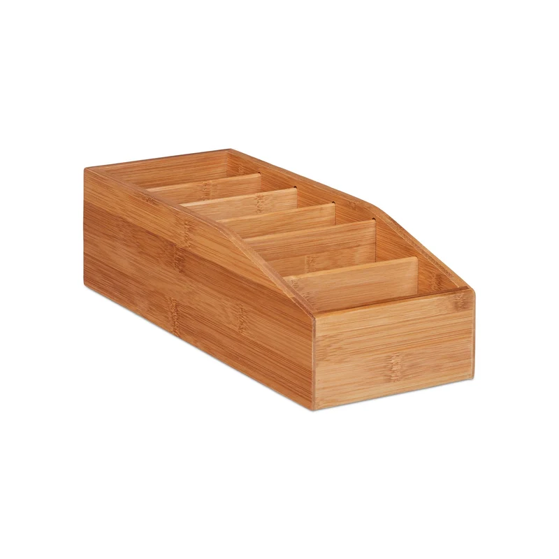 Boîte de rangement multifonctionnelle 10 x 14 x 35 cm pour bureau salle de bain cuisine en bambou naturel 13_0004672
