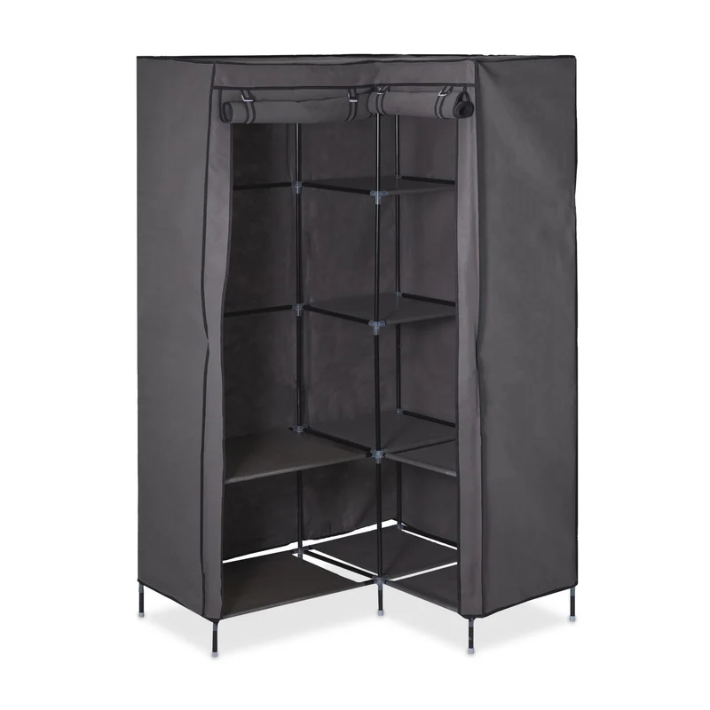 Armoire de coins multifonctionnelle meuble de rangement 169 x 100 x 83 cm en métal gris 13_0008763