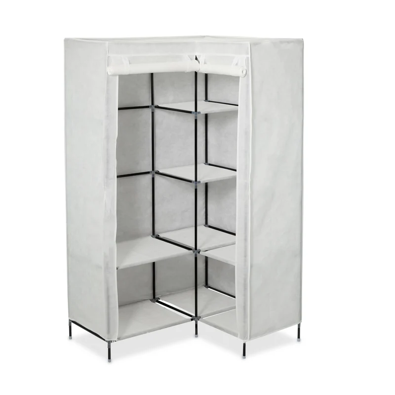 Armoire de rangement pliable multifonctionnelle 169 x 100 x 83 cm idéale pour chambre salon en métal gris 13_0008762