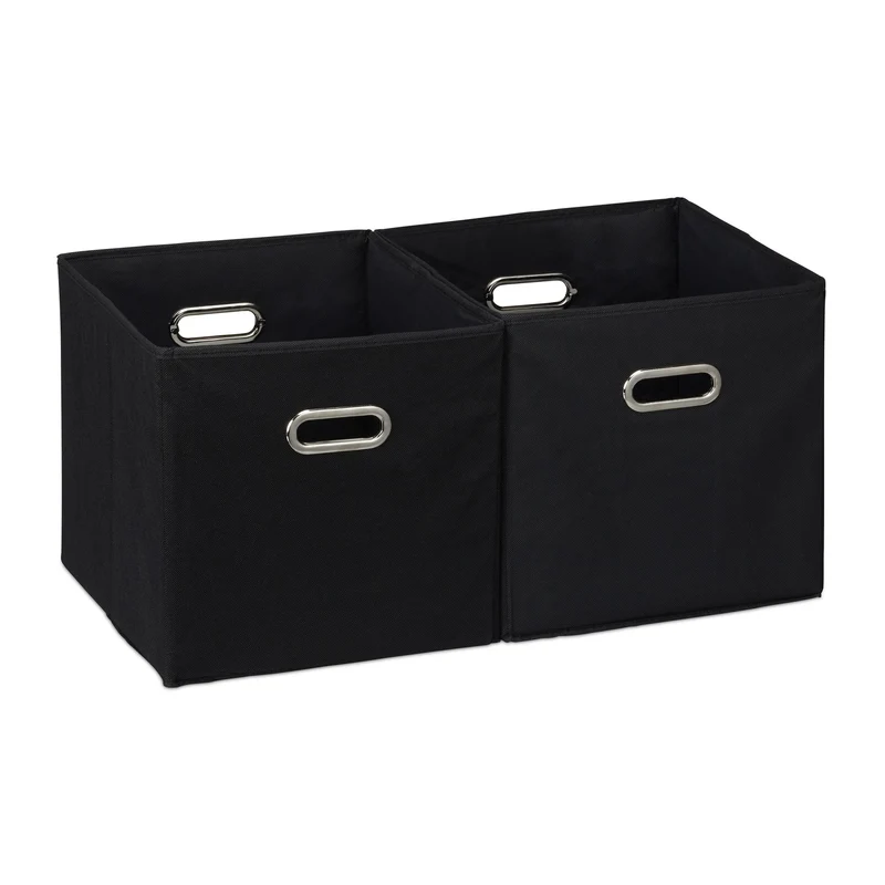 Lot de 2 boîtes de rangement pliables pratiques pour jouets salle de bain 30 x 30 x 30 cm en polyester gris 13_0007597