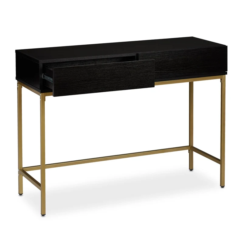 Table de console étroite pratique couloir 100 x 30 x 75 cm en métal noir 13_0009048